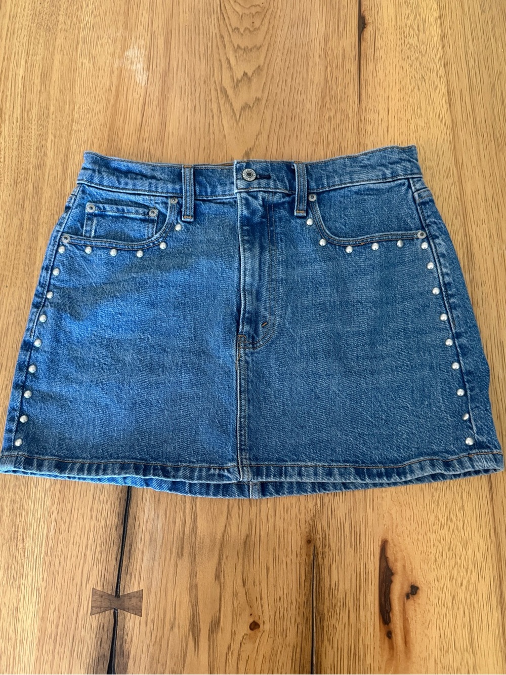 Abercrombie & Fitch Denim Studded Mini Skirt